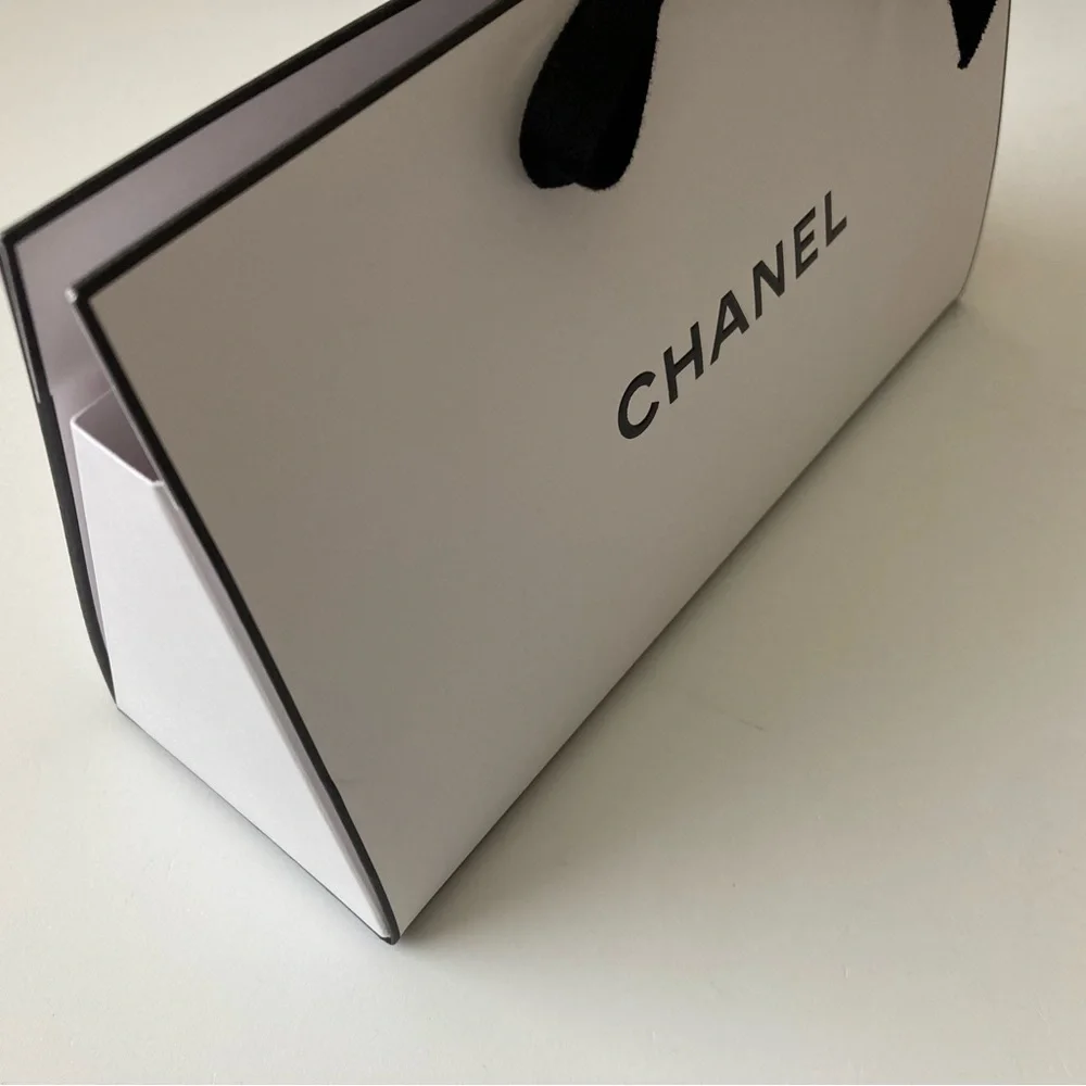 Chanel Origami Small White Paper Gift Bag Box with Ties